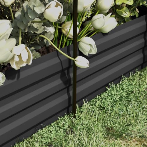Outsunny 7.3 x 3.4 x 1 ft Galvanized Raised Garden Bed with Cover Dark Gray
