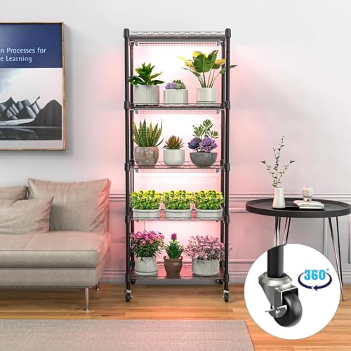 Indoor Greenhouse with Grow Light with 96W, 5 Tier 23.2" L×13.3" W×61.3" H