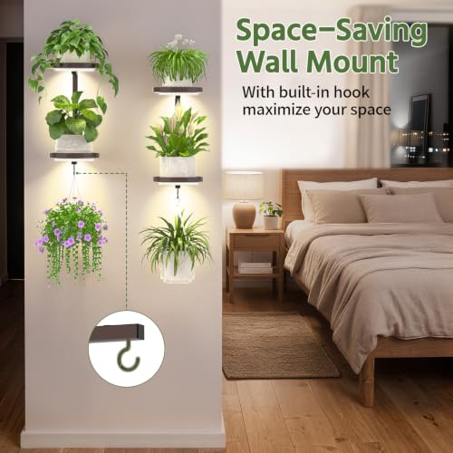 LASZOLA Plant Hanger Holder Shelf Wall Indoor with Lights, 2 Pcs Bronze - color: Classic Brown, size: 2