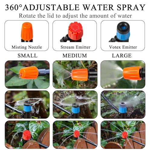 235FT Drip Irrigation System Kit, Automatic Drip Irrigation Kit with 1/2 inch Hose 1/4 inch Distribution Tubing and Accessories - size: 235 FT (38FT Main tube+197FT Distribution tube)