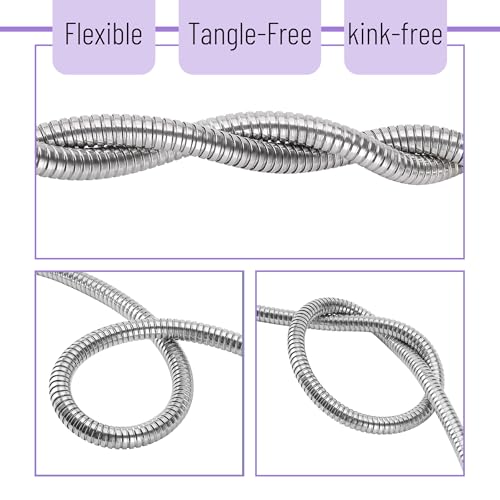 UNCO- Metal Garden Hose, 25 ft, Stainless Steel, Heavy Duty Flexible Hose with 10-Function Spray Nozzle & 3 Extra Washers, No-Kink, Lightweight, Puncture Proof for Outdoor Yard, Lawn, Plants, Car Wash