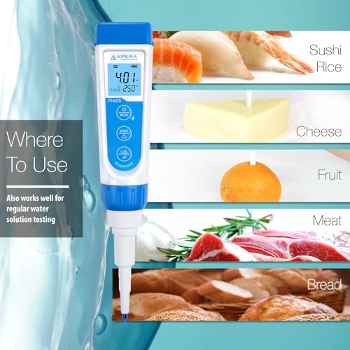 Apera Instruments Premium Series PH60S Food pH Meter Tester Kit with Food-Grade Swiss Spear pH Electrode, ±0.01 pH Accuracy, -2.00-16.00 pH Range (AI313) - style: For Food Samples