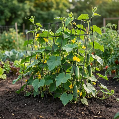 DoCred 39.4" H Cucumber Trellis, 2 Pack Foldable A Frame Garden Trellis - color: Black, size: 39.4" H (Standard)