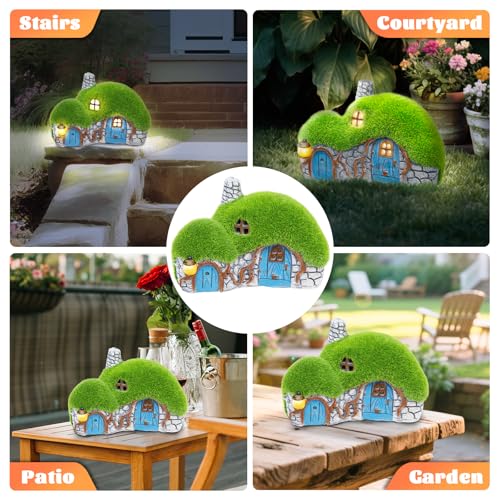 Solar Garden Outdoor Fairy House Statue 10.05-In Lawn Yard Porch Ornament - color: Fairy House - new