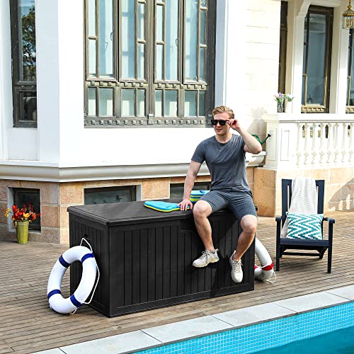 YITAHOME 180 Gallon Large Deck Box with Side Handles - color: Black, size: 150 Gallon Standard