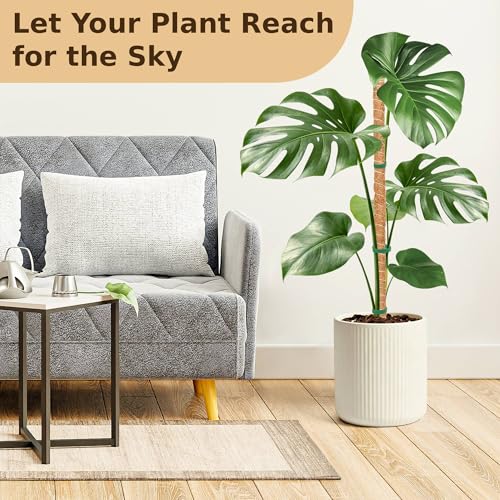 4 Pack Moss Pole, 2 Pack 28" & 2 Pack 48" Bendable Monstera Plant Support, Plant Stakes for Climbing Indoor Plants, Coco Coir Moss Pole for Potted Plants, Pothos, Philodendron