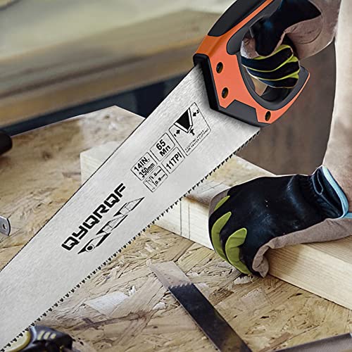 14 in Hand Saw, 11 TPI Fine-Cut Soft-Grip Hardpoint Wood Handsaw, Orange - color: Orange-14 Inch