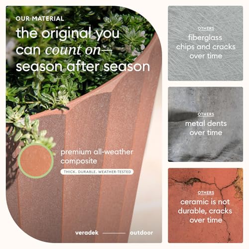 Veradek Column Series Tall Planter - Tapered Outdoor Planter with Shelf - color: Terracotta, style: Wide Groove