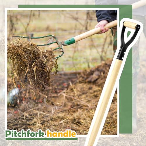 1 Pcs Pitchfork Spading Handle Replacement 30 Inch Wooden Shovel Handle Replacement D Shaped Pitch Fork Handles Tool Accessories for Shovel Scoop Hoe Rake Garden Digging