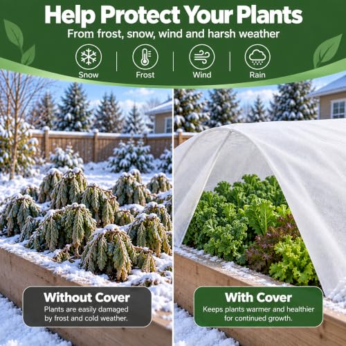 SPORTYOUTH Plant Covers Freeze Protection 10x50Ft Floating Row Cover 1.2Oz - size: 10x50ft 1.2oz