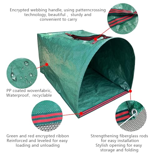 2-Pack 53 Gal Leaf Bags, Leaf Collector Reusable Yard Waste Bags
