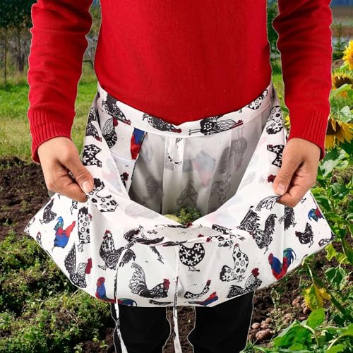 Harvest Apron,Garden Apron,Garden Harvesting Apron,Fruit Picking Apron Bag for Gardeners,Gathering Apron & Hands Free Foraging Bag for Gathering Vegetables Fruit Berry Eggs., White