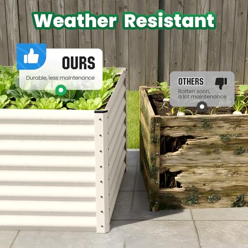 Quictent Galvanized Tall Raised Garden Bed 6x3x2 Ft - color: Beige, size: 6x3x2 ft