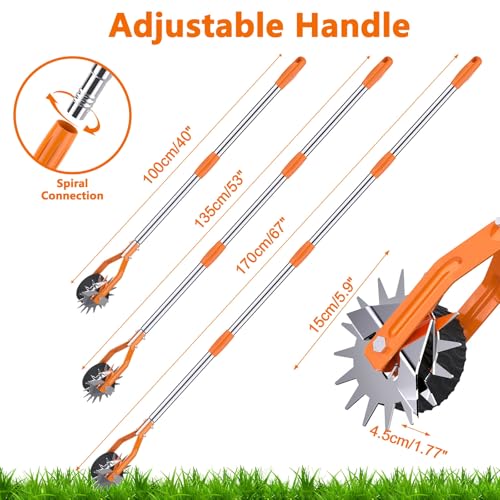 Edger Lawn Tool - 67 inch Wheel Rotary Lawn Edger with Adjustable Stainless Steel Handle, Grass Edge Trimmer for Sidewalks, Driveways & Landscaping (Orange) - color: Orange