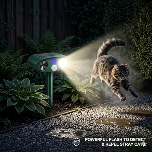 2026 Sonic Fortress Pro Deer Repellent Devices with USB Charge,Solar Ultrasonic Animal Repellent with Motion Sensor&Flash Light,Deer Deterrent for Flower beds,Vegetable Gardens,Plants 4Pack