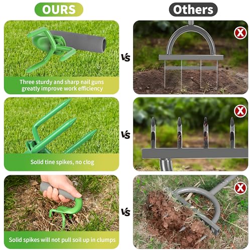 Earth Tiller,Pot Tiller,Loosen The Claws,Hand Tiller Claw Cultivator,Loosen The Gripper manually,Garden Weeder Tool for Vegetable Gardening Planting (Green) - color: green