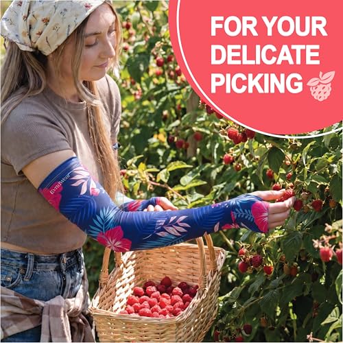 Evridwear Gardening Sleeves,UV Protection Cooling Arm Sleeve Women Men - color: Navy Tropical, size: Small-Medium