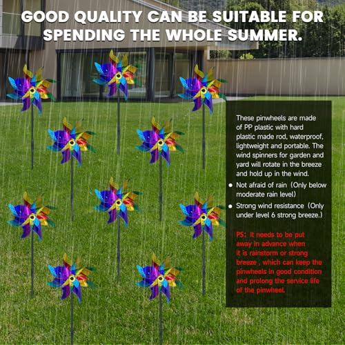 10 PCS Reflective Pinwheels for Yard and Garden Bird Devices Pre-Installed Sparkly Wind Spinner Deterrent to Scare Birds Away from Yard Patio Farm (Multicolor-1) - color: Multicolor-1