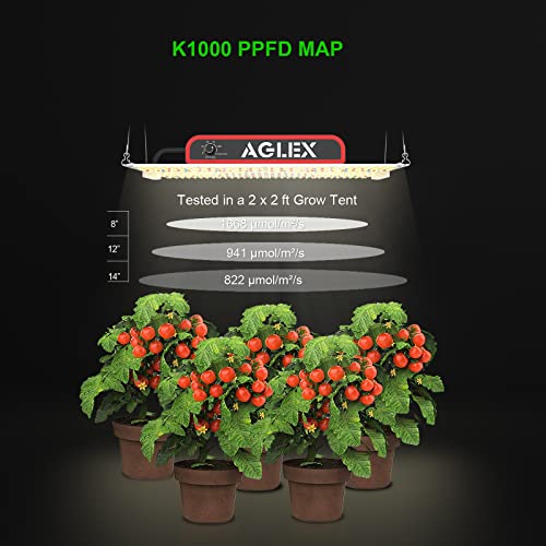 AGLEX K1000 LED Grow Light, Grow Light with Daisy Chain & Dimmable, Full Spectrum Plant Grow Lights for Hydroponic Indoor Plants Seeding - size: K1000