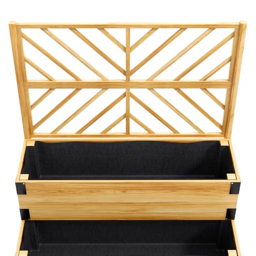 Outsunny 2-Tier Raised Garden Bed with Trellis 42.5"x25.5"x55", Natural - color: Natural, size: 42.5" L x 25.5" W x 55" H