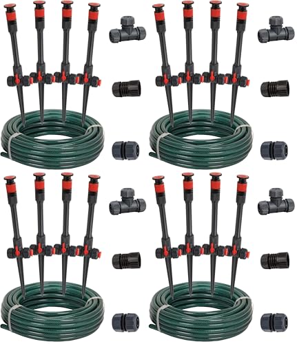 Eden 98063 Multi-Adjustable Flex Design Above Ground Irrigation Garden Sprinkler System,Sprinkler & Hose,DIY Plant Watering Set,(Pack of 4) - size: Up to 1,638 sq. ft. (Pack of 4)