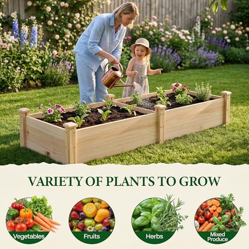 Raised Garden Bed Wooden Planter Box for Vegetables/Flowers, Wood - color: Natural Wood