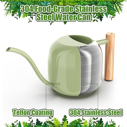 Green Moon 1.2L/41oz Metal Metal Watering Can with Long Spout, Sage Green - color: Sage Green