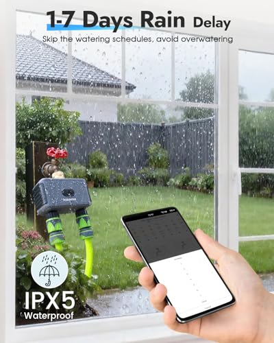 Insoma 2-Zone WiFi Water Timer for Garden Hose, WiFi Hose Timers with Brass Inlet, No-Gateway 2.4GHz Remote APP & Voice Control (Alexa/Google), Rain Delay & Manual Mode for Yard Lawn Garden Watering - size: 2 Zone-Metal-WiFi