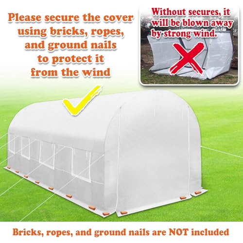 Greenhouse Replacement White Cover for Support Arch Frame (20 X 10 X 7') - size: 20 X 10 X 7'