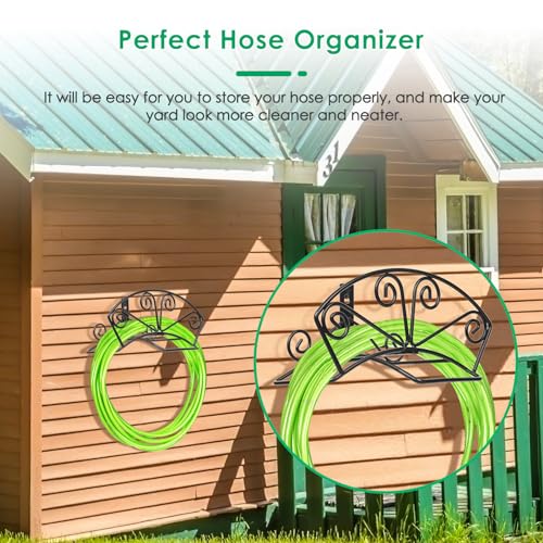 TomCare Garden Hose Holder, Heavy Duty 150 ft Capacity Hose Hanger - color: Black, size: M(13.2“ x 5.7” x 7")