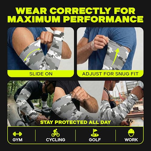 ARMORAY Arm Sleeves for Men UV Protection Cooling SPF 50 Sun Sleeves Sports - color: Gray Camo