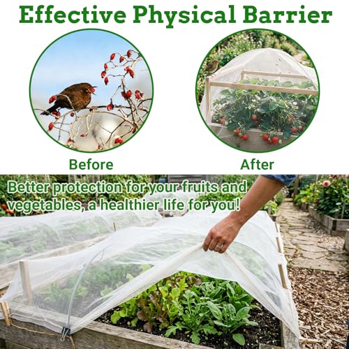 Ultra Fine 4'x10' Garden Netting,Pest Barrier & Bird Netting, Plant Mesh Net Row Cover for Garden,Greenhouse,Patio,Raised Beds, Protecting Vegetables, Flowers, Trees - size: 4'X10'