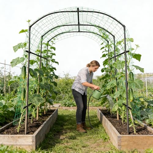 SUNYRISY Garden Arch Trellis for Climbing Plants Outdoor 87" x 71" x 75" - size: 87"H x 71"L x 75"W