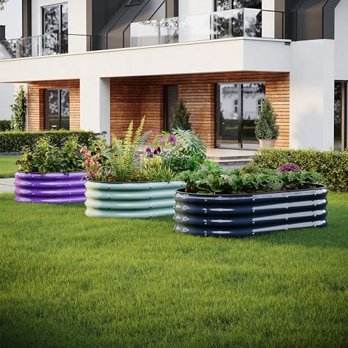 ZFHgarden Metal Planter Garden Flower Bed Raised Beds for Gardening Galvanized 4x2x1ft Galvanized Garden Bed - color: Green, size: 4x2x1FT(1pcs)