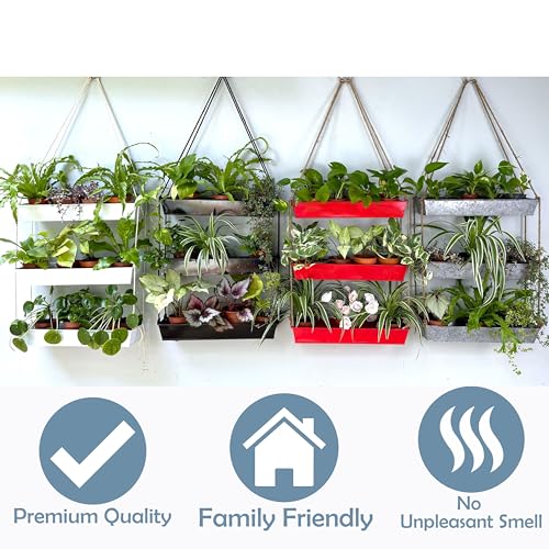 LaLaGreen Boho Wall Planter (16 in, 3 Tier) White Succulent Herb Garden - color: White, size: 16" (40.7cm) x 3 Pack White