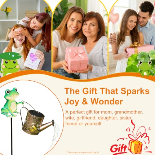 Solar Frog Watering Can Garden Stake Light, Outdoor Solar Decor Waterproof