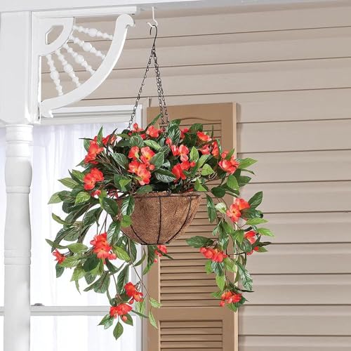 MTB Supply 2 Pack 12 Inch Garden Hanging Baskets Traditional Style with Coco-Liner for Home Balcony Patio Decoration Outdoor Planter - size: 12" Plain 2pack