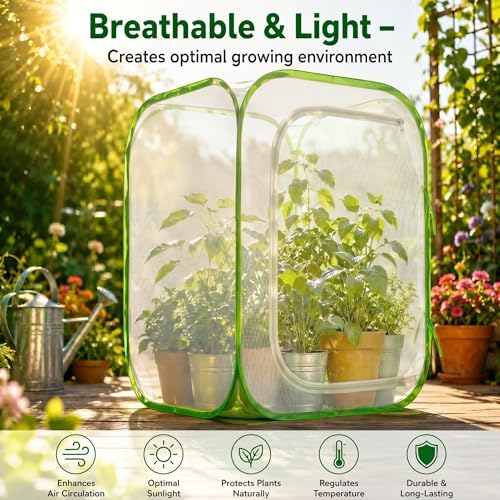 Pop-up Mesh Plant Cage Tent for Garden Pest Protection (16" x 16" x 24") - size: 16" x 16" x 24"