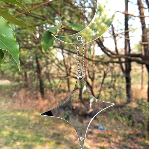 Keep Birds Away Mirror Disc, Hanging Reflector, 16 Moon-Star Discs - size: Moon Star