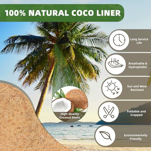 36'' Trough Coco Liners 3 Pack, Natural Coconut Coir Fiber for Wall Basket Planters, Window Box Liners, Garden Planter Baskets, Fence Flower Baskets - size: 36inch 3pack