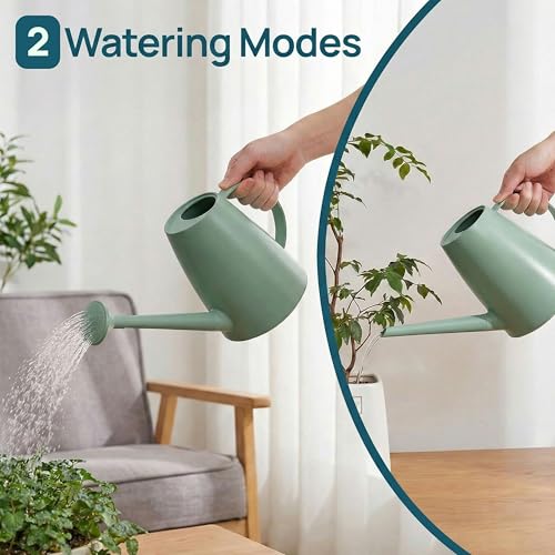 Modern 1.8 Liter Plastic Watering Can with Detachable Spout and Sprinkler Head, Designed for Controlled Pouring and Easy Handling, Light Green - color: Light Green