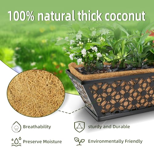 hehimhis Window Planter Box with Adjustable Bracket and Coco Liner for Porch, 24 Inch 4 Pack Balcony Planters Railing Hanging,Fence, Patio Hanging Planters for Garden Outdoor - size: 24 inch 4 pcs