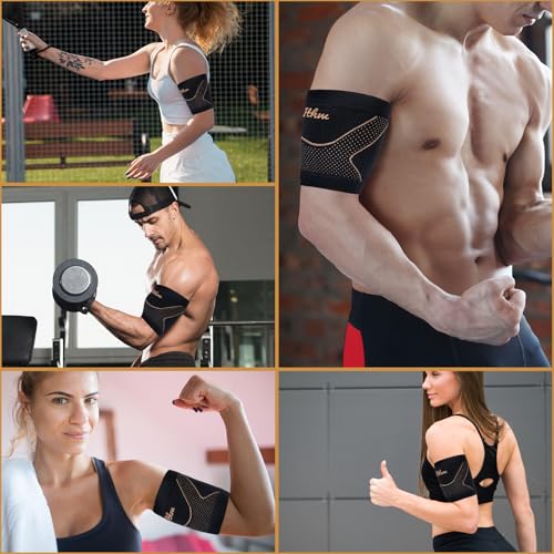 Copper Bicep Tendonitis Brace, Upper Arm Compression Sleeve for Pain Relief