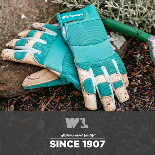 Wells Lamont Women's HydraHyde Leather Hybrid Gloves - color: Aqua/Birch, size: Medium, style: 3204