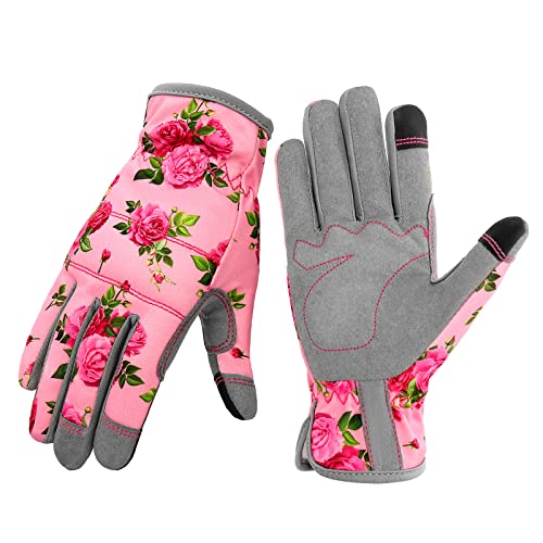 YRTSH Leather Gardening Gloves for Women, Flexible Breathable Garden Gloves - size: Small (Pack of 1)