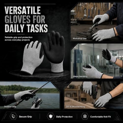 Level 5 Cut Resistant Work Gloves, Sandy Nitrile Grip, 1 Pair - color: X-large(black)