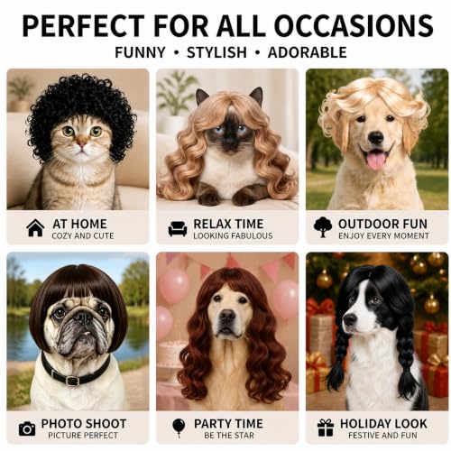 6 Pack Funny Cat and Dog Wig - color: Colorful-3
