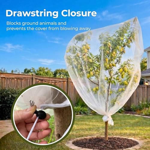 Fruit Tree Netting Cover with Zipper & Drawstring, 10ft x 10ft Insect Bird Barrier Netting for Garden Protection, Ultra Fine Mesh Garden Netting Pest Barrier, Extra Large, 1 Pack - size: 10 x 10 ft(1 Pack)