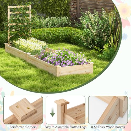 HAPPYGRILL Raised Garden Bed with Trellis & Divided Space - size: 93” x 25” x 40”