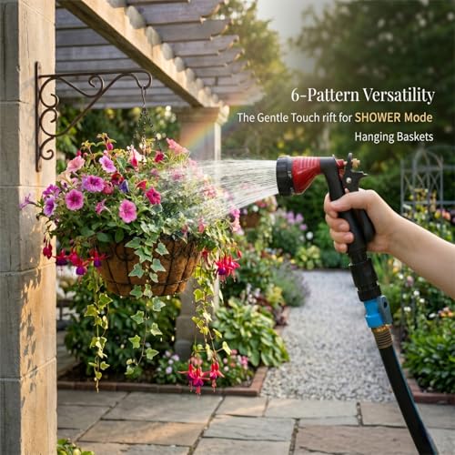 GREEN MOUNT Water Hose Nozzle 2-Pack, Zinc Alloy Garden Spray Nozzle with Adjustable Spray Patterns, Leakproof Rustproof Trigger Lock for Outdoor Cleaning & Car Wash, Red & Red - color: Red & Red